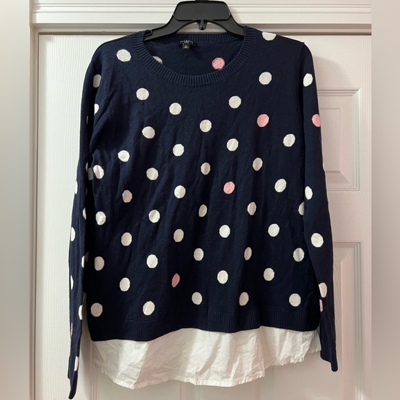 Talbots Navy Blue Polka Dot Lightweight Sweater - Picture 6 of 11